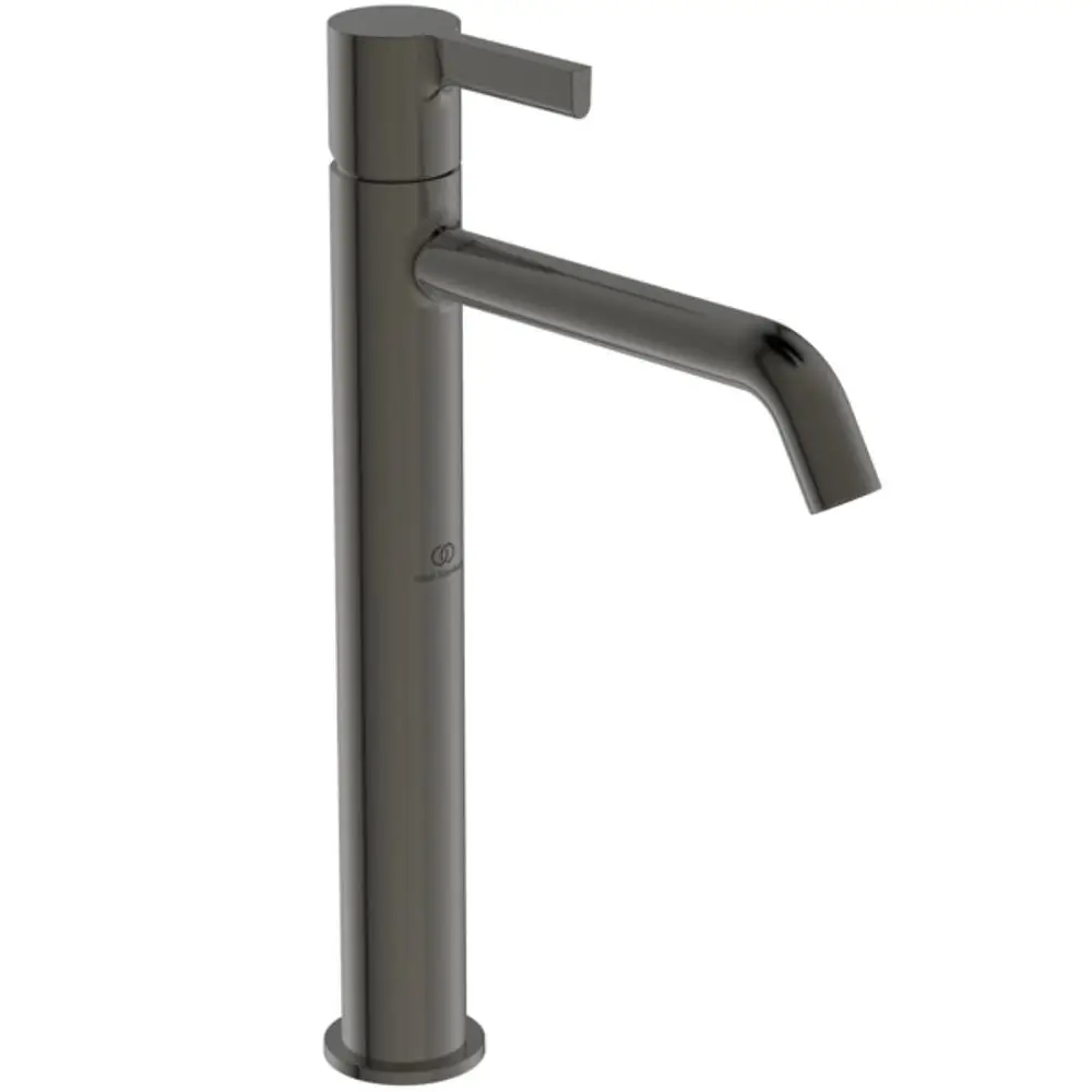 Waschtischarmatur aus dem Sortiment von Ideal Standard, in Magnetgrau, mit langem Auslauf und einem schlichten, modernen Design.